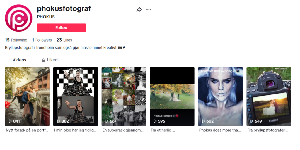 Bryllupsfotograf på TikTok